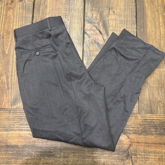 Vintage Jos A Bank 34x29 Gray 100% Wool Tailored Flat Front Mens Dress Pants - Picture 5 of 5